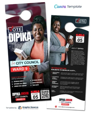 |Election Door Hanger Canva Template|Election Candidate Door Hanger Canva Template