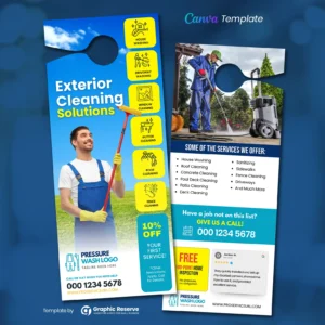 |Exterior Cleaning service Door Hanger Design Canva Template|Exterior Cleaning service Door Hanger Design Canva Templateggg|