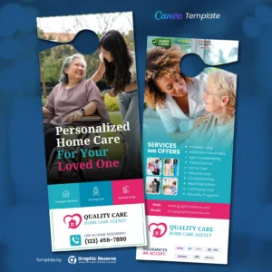 |Home Care Hand Door Hanger Design Canva Template|Home Care Door Hanger Design Canva Template|