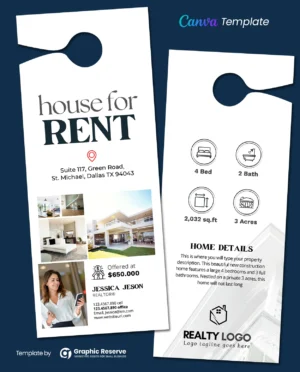 |House for Rent Real Estate Door Hanger Design