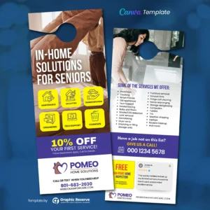 |Home Solutions For Senior Door Hanger Template|Home Solutions Door Hanger Design Canva Template|Home Solutions For Senior Door Hanger Template|