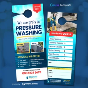 |Power Washing Door Hanger Design Template Canva|Pressure Washing Instant Quote Door Hanger Design Canva Template|Pressure Washing Quote Door Hanger Design Canva Template|