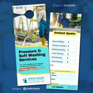 |Pressure Washing Door Hanger Design Canva Template|