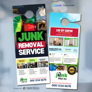 Junk Removal Door Hanger Design Template Canva|Junk Removal Advertising Door Hanger Canva Template|Junk Removal Door Hanger Design Canva Template||Junk Removal Service Door Hanger