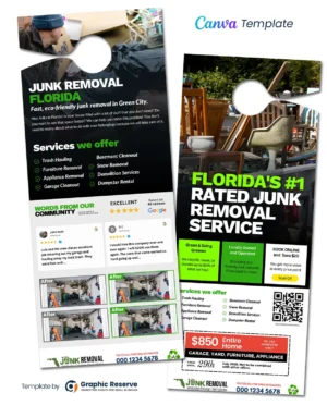 Junk Removal Door Hanger|Junk Removal Door Hanger Design Canva Template