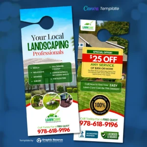 |Landscaping Door Hanger Design Template|