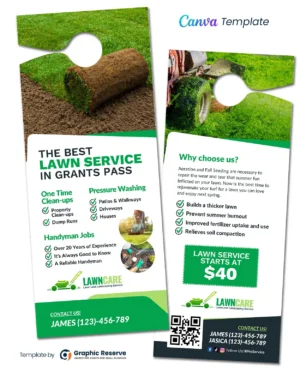|Lawn Care Canva Door Hanger Design