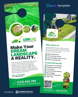 |Lawn Care Door Hanger Canva Template