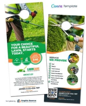 |Lawn Care Service Door Hanger Canva Template