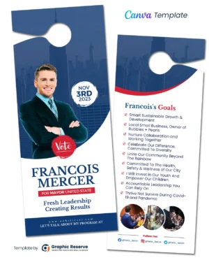 |44138 Political Candidate Door Hanger Design Canva template