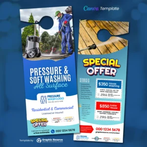 ||43774 Pressure Washing Door Hanger Design Canva template Preview1|43774 Pressure Washing Door Hanger Design Canva template Preview2|