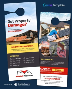 |Property Damage Roofing Door Hanger