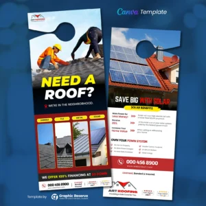 |Roofing Business Marketing Door Hanger Canva Template|