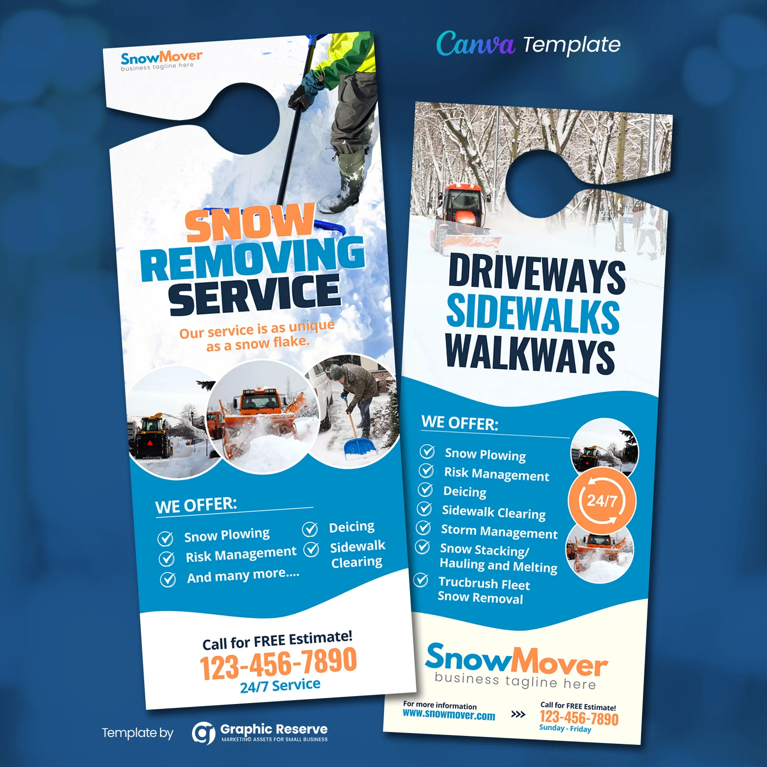 |Snow Removing Service Door Hanger