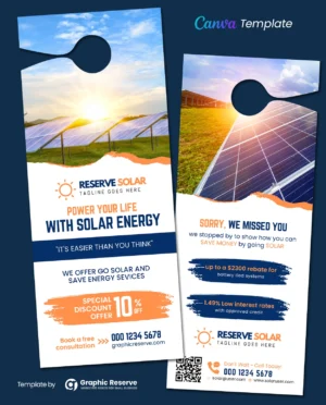 |43640 Solar Door Hanger Design Template Canva File 2|43640 Solar Door Hanger Design Template Canva File 1
