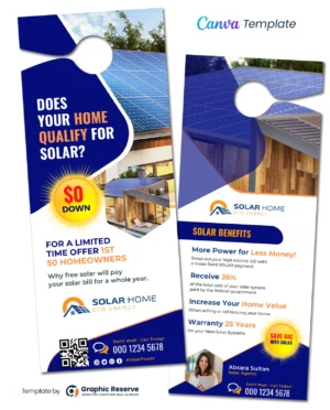 |43705 Solar Door Hanger Design Canva Template 2|43705 Solar Door Hanger Design Canva Template 1
