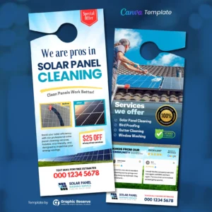 |Solar Panel Cleaning Door Hanger Design Template Canva|